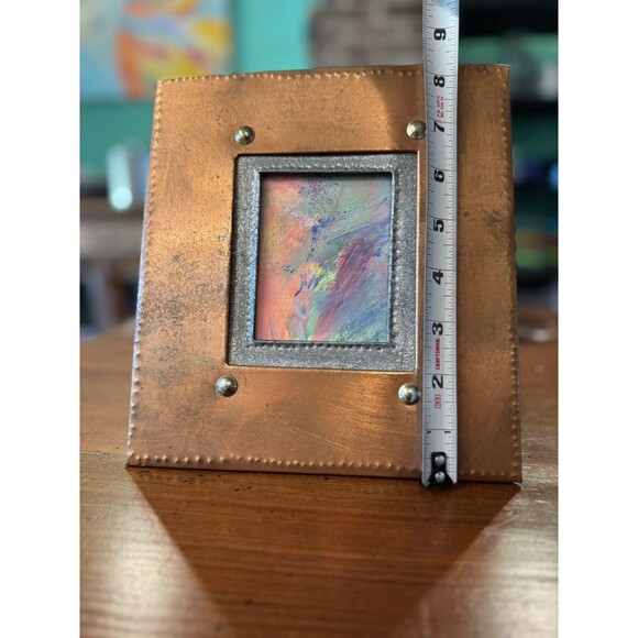 Vintage Hand Crafted Metal/Copper Photo Frame Opening 2.75”x3.5” Free Standing - Picture 5 of 12